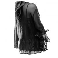 L0281 - Lingerie Robe Hitam Transparan, Lengan Panjang, Baju Dalam, Bra Kawat - 2