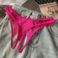 P669 - Celana Dalam Panties Thong Crotchless Magenta Pita Belakang