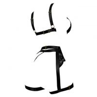 B376 - Bra Set Bralette Hitam Open Cup Celana Dalam Garter Belt Paha - Thumbnail 2