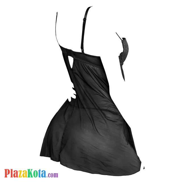 L1325 - Baju Tidur Lingerie Babydoll Mini Dress Hitam Transparan Bra Kawat - Photo 2