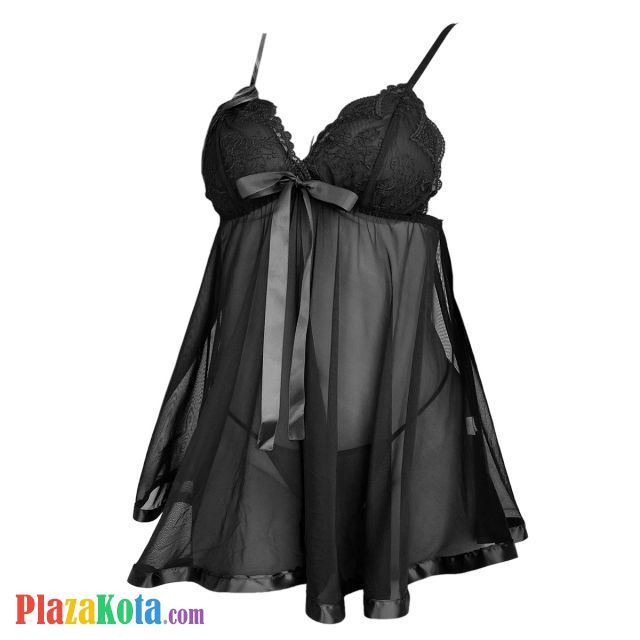 L1329 - Baju Tidur Lingerie Babydoll Mini Dress Hitam Transparan - Photo 1