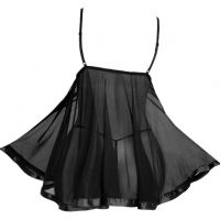 L1329 - Baju Tidur Lingerie Babydoll Mini Dress Hitam Transparan - 2