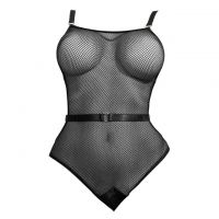 L1330 - Baju Tidur Lingerie Teddy Bodysuit Dress Hitam Jaring Transparan
