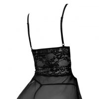 L1331 - Baju Tidur Lingerie Babydoll Mini Dress Hitam Transparan Belah Depan - Thumbnail 2