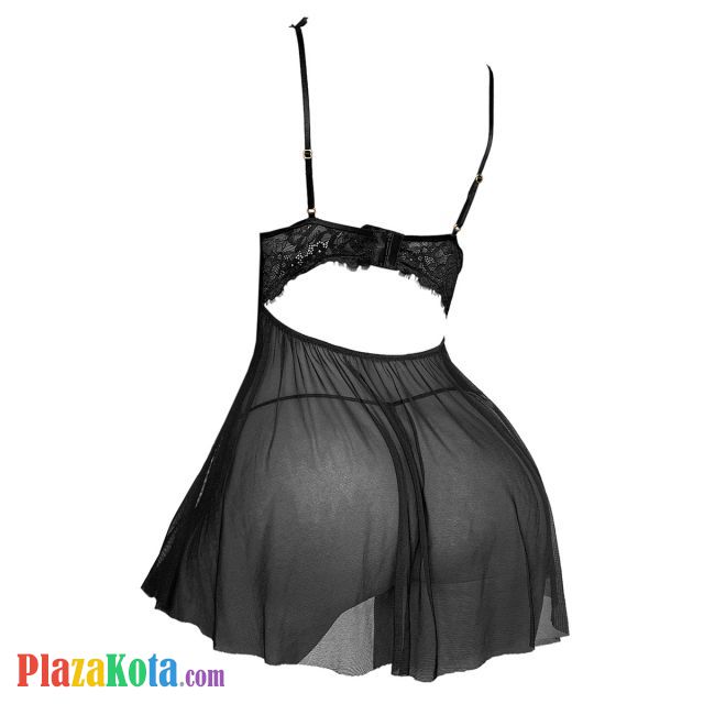 L1332 - Baju Tidur Lingerie Babydoll Mini Dress Hitam Transparan - Photo 2