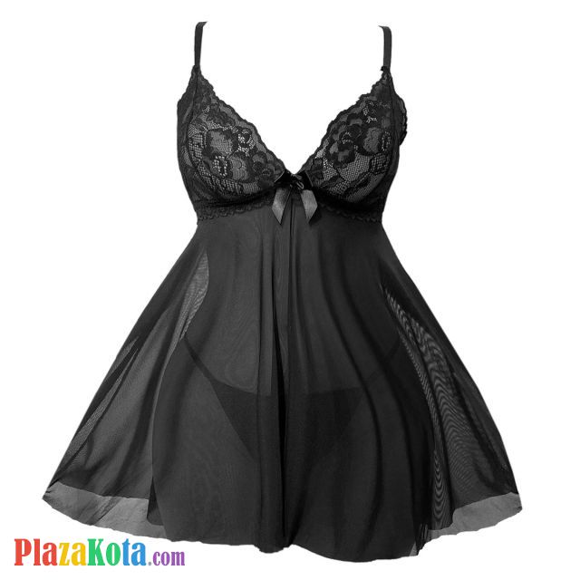 L1333 - Baju Tidur Lingerie Babydoll Mini Dress Hitam Transparan - Photo 1