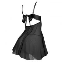 L1333 - Baju Tidur Lingerie Babydoll Mini Dress Hitam Transparan - Thumbnail 2