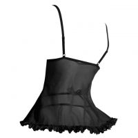 L1334 - Baju Tidur Lingerie Babydoll Mini Dress Hitam Transparan Open Cup Belah Depan - Thumbnail 2