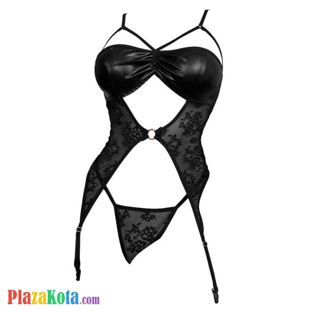 L1336 - Baju Tidur Lingerie Bustier Corset Dress Hitam Transparan Garter Strap Stocking - Photo 1