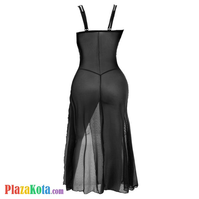L1337 - Baju Tidur Lingerie Long Gown Gaun Panjang Maxi Dress Hitam Transparan - Photo 2