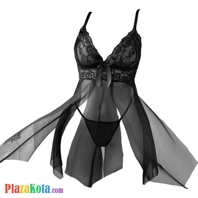 L1338 - Baju Tidur Lingerie Babydoll Mini Dress Hitam Transparan - Photo 1