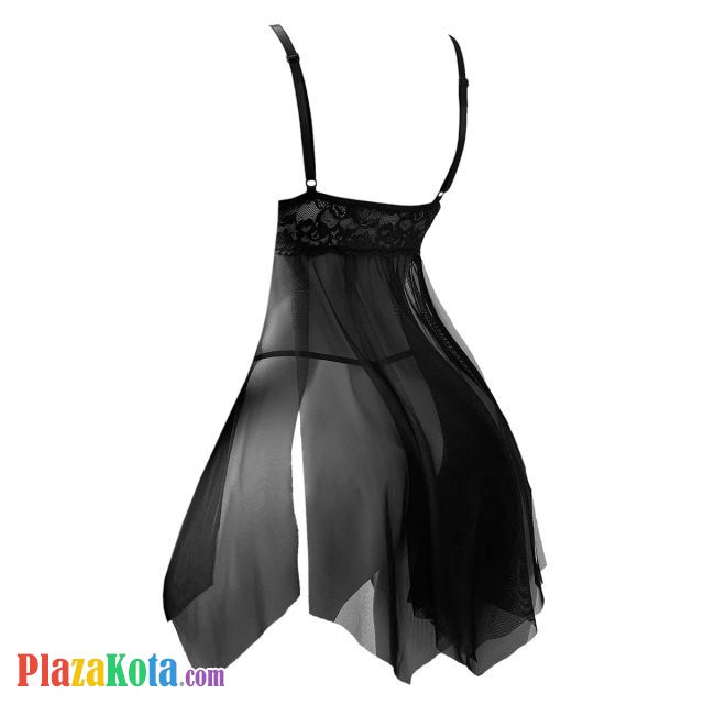 L1338 - Baju Tidur Lingerie Babydoll Mini Dress Hitam Transparan - Photo 2
