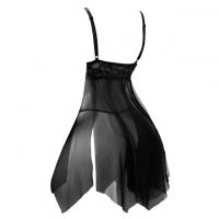 L1338 - Baju Tidur Lingerie Babydoll Mini Dress Hitam Transparan - 2
