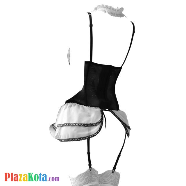 L1339 - Baju Tidur Dinas Malam Wanita Lingerie Set Stocking Seksi Putih Bra Kawat Cup Busa Garter Strap - Photo 2