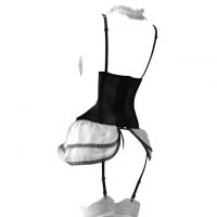 L1339 - Baju Tidur Dinas Malam Wanita Lingerie Set Stocking Seksi Putih Bra Kawat Cup Busa Garter Strap - Thumbnail 2