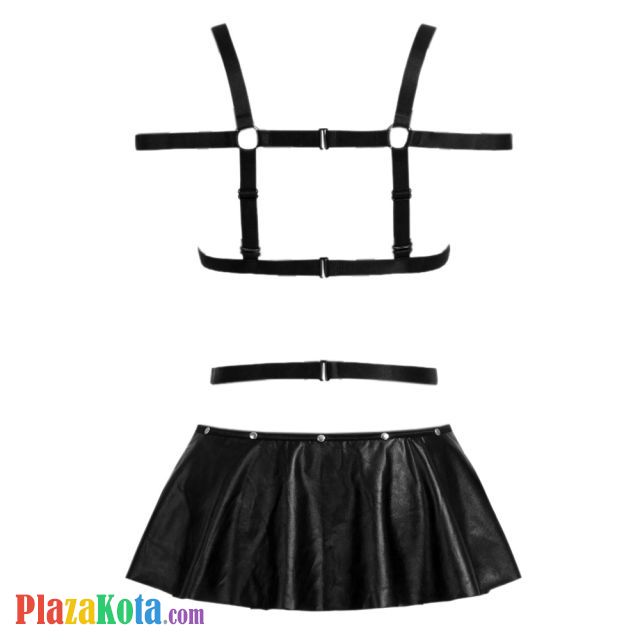 L1341 - Baju Tidur Dinas Malam Wanita Lingerie Teddy Bodysuit Seksi Hitam Open Cup Rok - Photo 2
