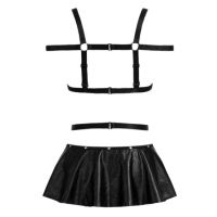 L1341 - Baju Tidur Dinas Malam Wanita Lingerie Teddy Bodysuit Seksi Hitam Open Cup Rok - Thumbnail 2