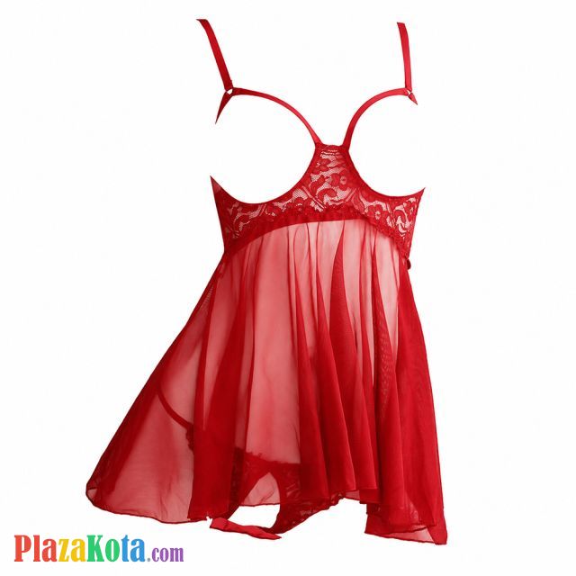 L1342 - Baju Tidur Dinas Malam Wanita Lingerie Babydoll Mini Dress Seksi Merah Transparan Bra Kawat Open Cup Crotchless - Photo 1 L1342 - Baju Tidur Dinas Malam Wanita Lingerie Babydoll Mini Dress Seksi Merah Transparan Bra Kawat Open Cup Crotchless - Photo 1