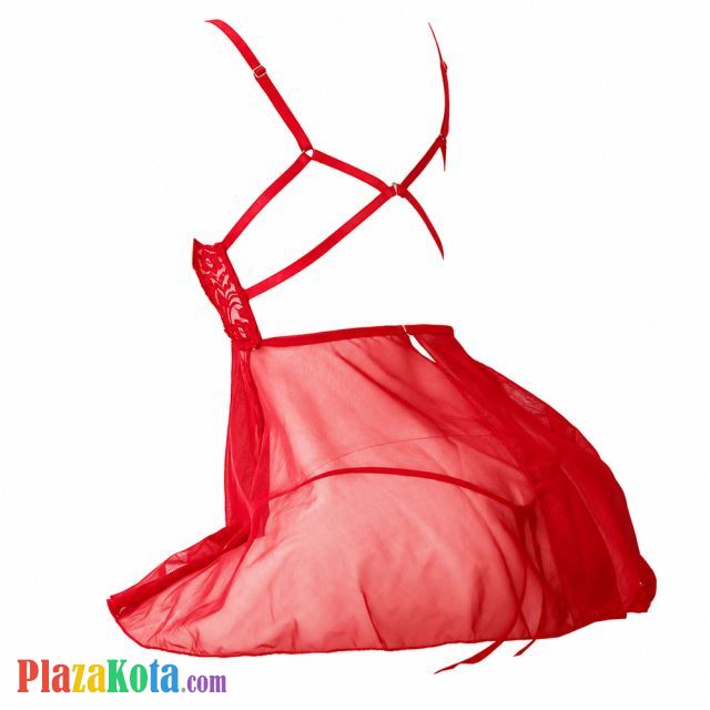 L1342 - Baju Tidur Dinas Malam Wanita Lingerie Babydoll Mini Dress Seksi Merah Transparan Bra Kawat Open Cup Crotchless - Photo 2 L1342 - Baju Tidur Dinas Malam Wanita Lingerie Babydoll Mini Dress Seksi Merah Transparan Bra Kawat Open Cup Crotchless - Photo 2
