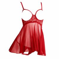 L1342 - Baju Tidur Dinas Malam Wanita Lingerie Babydoll Mini Dress Seksi Merah Transparan Bra Kawat Open Cup Crotchless - Thumbnail 1 L1342 - Baju Tidur Dinas Malam Wanita Lingerie Babydoll Mini Dress Seksi Merah Transparan Bra Kawat Open Cup Crotchless - Thumbnail 1