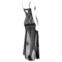L0311 - Baju Tidur Lingerie Long Gown Gaun Panjang Maxi Dress Hitam Transparan - 2