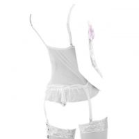 L0313 - Baju Tidur Lingerie Bustier Corset Dress Putih Garter Strap Stocking - Thumbnail 2
