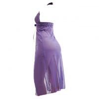 L0364 - Baju Tidur Lingerie Long Gown Gaun Panjang Maxi Dress Halter Ungu Transparan - 2