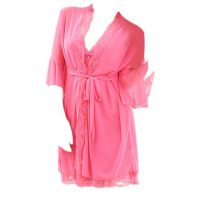 L0374 - Lingerie Robe Magenta Transparan, Lengan Panjang, Baju Dalam