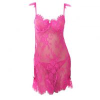 L0392 - Lingerie Chemise Magenta Transparan, Bra Kawat