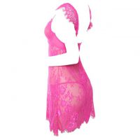 L0392 - Baju Tidur Lingerie Bodycon Sheath Dress Magenta Transparan Bra Kawat - Thumbnail 2