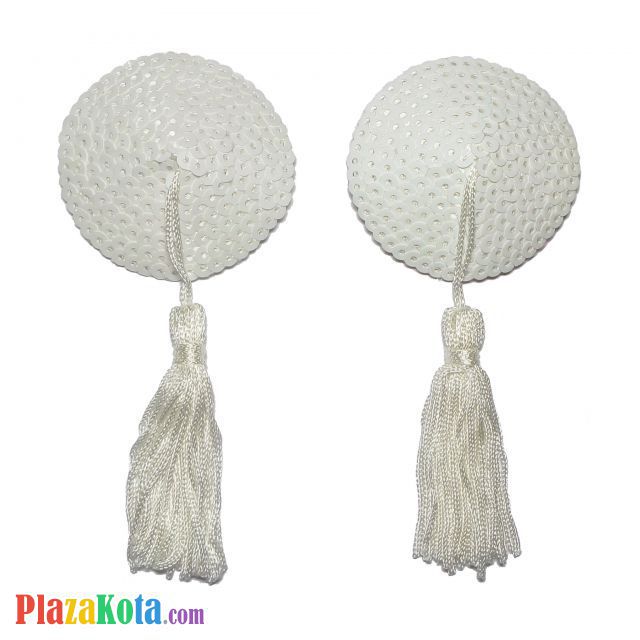 N083 Jual Nipple Cover Reusable Bulat Manik Putih Rumbai N083 Jual Nipple Cover Reusable Bulat Manik Putih Rumbai
