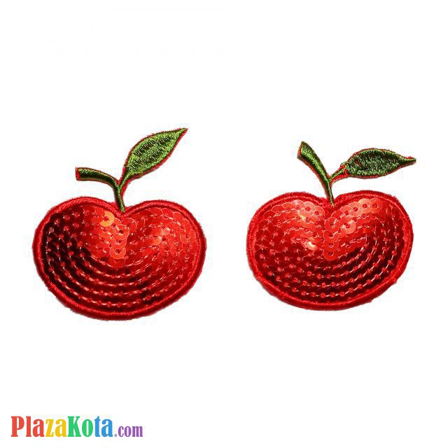 N093 - Nipple Cover Reusable Apel Manik Merah Tangkai Hijau - Photo 1