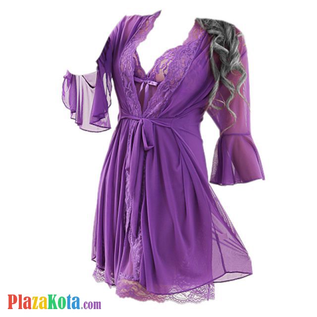 L0411 - Baju Tidur Dinas Malam Wanita Lingerie Kimono Jubah Seksi Ungu Transparan Lengan Panjang Baju Dalam - Photo 1 L0411 - Baju Tidur Dinas Malam Wanita Lingerie Kimono Jubah Seksi Ungu Transparan Lengan Panjang Baju Dalam - Photo 1