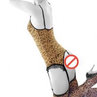 L0420 - Baju Tidur Lingerie Bustier Corset Dress Macan Tutul Coklat Sarung Tangan Garter Strap Stocking Macan Tutul - Thumbnail 2
