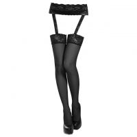 S006 - Stocking Garter Hitam Transparan, Renda