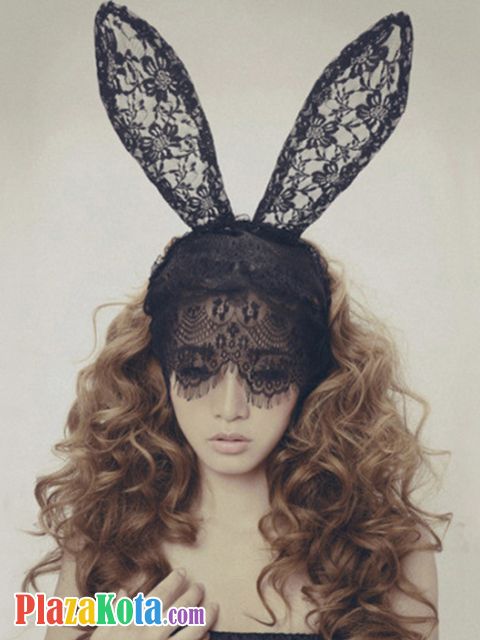 A001 - Bando Bunny Kelinci Hitam Mask Topeng Penutup Mata - Photo 1